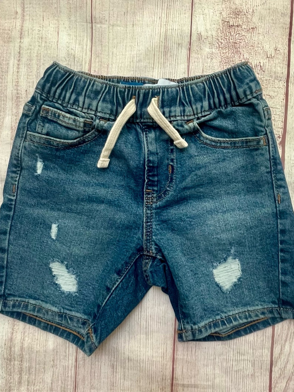 Old Navy Boys Slimfit Distressed Pull-On Denim Shorts Size 5